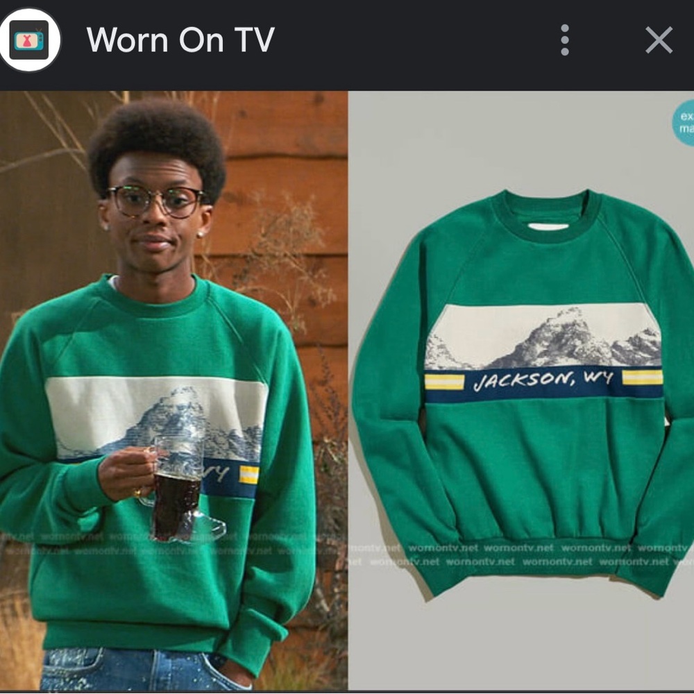 BDG Green Jackson, WY Mountain Graphic Sweatshirt